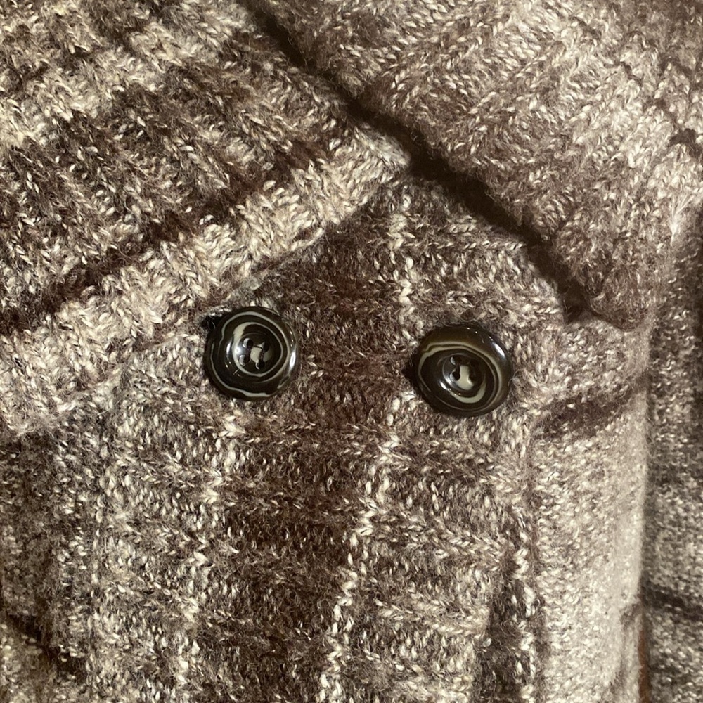 Marisa Christina Charcoal Grey Plaid Wool Sweater Cardigan Jacket size Large - Picture 8 of 9